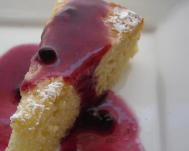 7-Minute Yogurt Cake with Blueberry Sauce