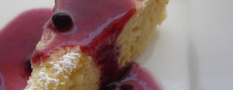 7-Minute Yogurt Cake with Blueberry Sauce